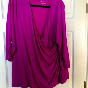 Fushia faux wrap blouse